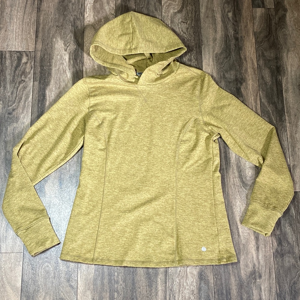 Stretch the Rules Womens Heathered Mustard Brown Athletic Pullover Hoodie Size S
